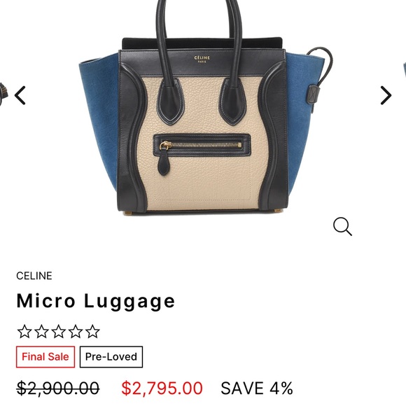 BRAND BEW CELINE NANO LUGGAGE BAG in blue suede burgundy and black color way - Picture 4 of 4